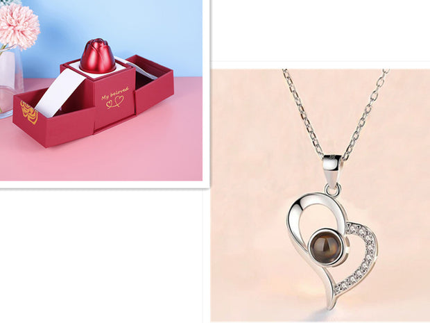 Metal Rose Necklace Gift Box – Romantic Jewelry for Her