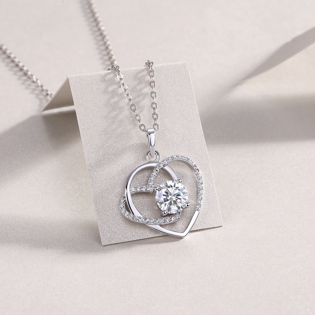 Heart To Heart S925 Silver 1-Carat Moissanite Diamond Pendant
