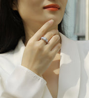 Luxurious S925 Silver 1-Carat Moissanite Diamond Ring