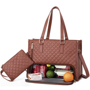 Women's Quilted Lunch Tote Bag – Thermal, Leak-Proof & Spacious