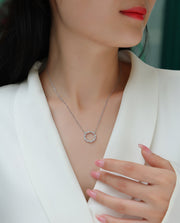 Emerald Water Ripples S925 Silver Platinum Moissanite Pendant