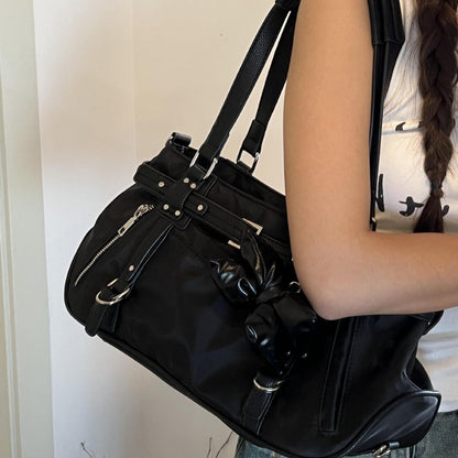 Commuter Underarm Design Girl's Headwind Texture Motorcycle Satchel