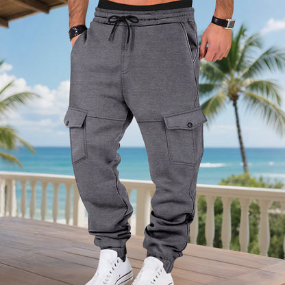 Fleece-lined Multi-pocket Cargo Outdoor Sports Casual Pants