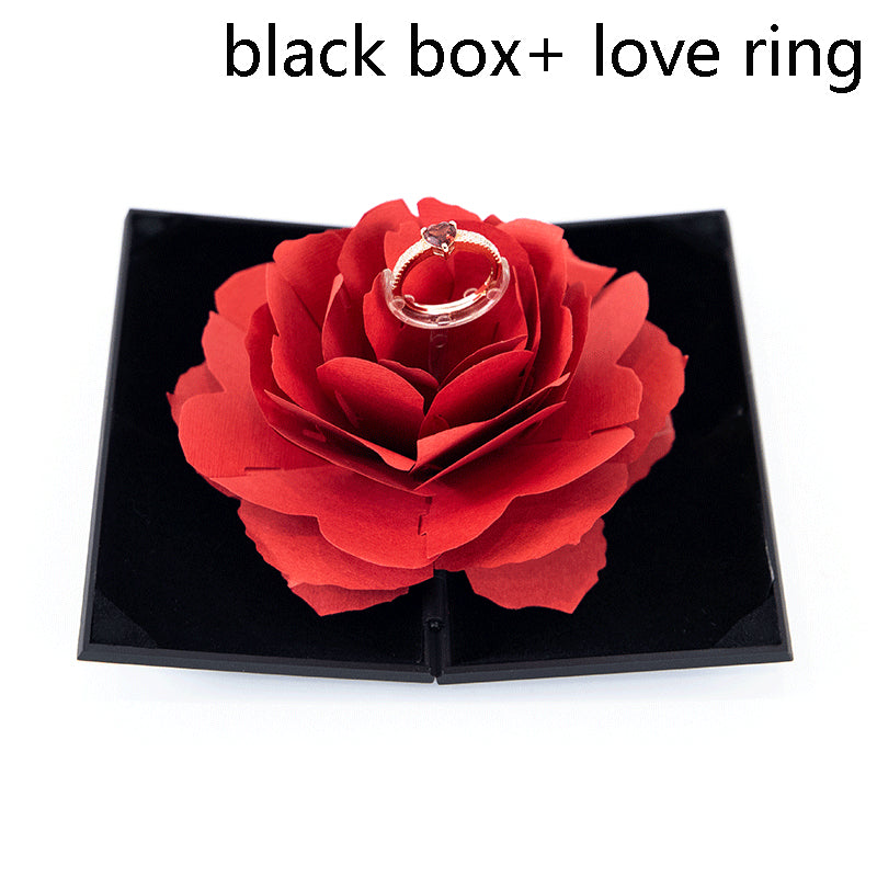 3D Love Box Heart-Shaped Rose Flower Rotating Ring Box – Valentine’s Day Gift