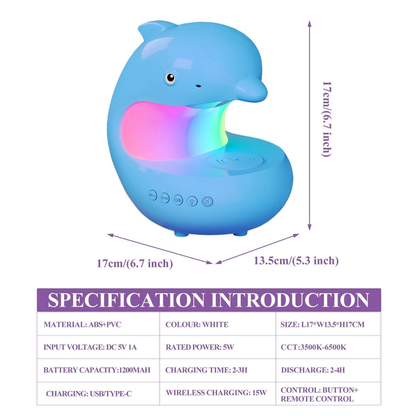 RGB Wireless Charging Night Lamp with Bluetooth Music Speaker