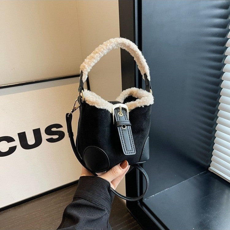 Retro Plush Crossbody Shoulder Bag for Women