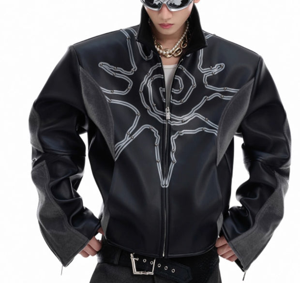 Men's Rivet Totem Leather Jacket – Deconstructed Stitch Style