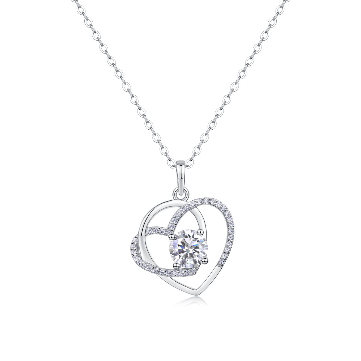 Heart To Heart S925 Silver 1-Carat Moissanite Diamond Pendant