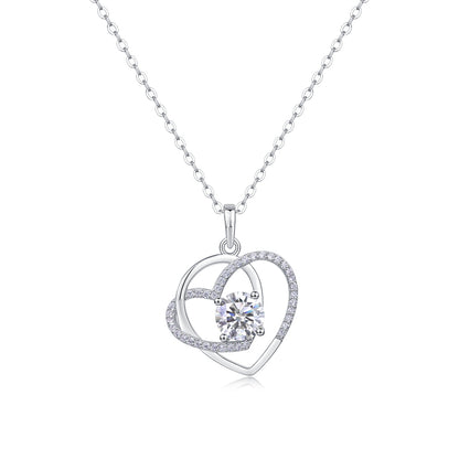 Heart To Heart S925 Silver 1-Carat Moissanite Diamond Pendant