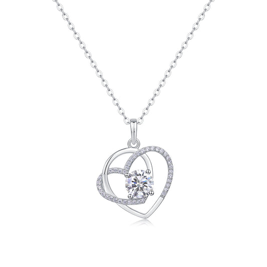 Heart To Heart S925 Silver 1-Carat Moissanite Diamond Pendant