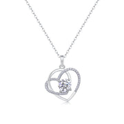 Heart To Heart S925 Silver 1-Carat Moissanite Diamond Pendant