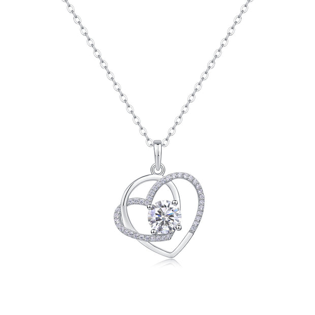 Heart To Heart S925 Silver 1-Carat Moissanite Diamond Pendant