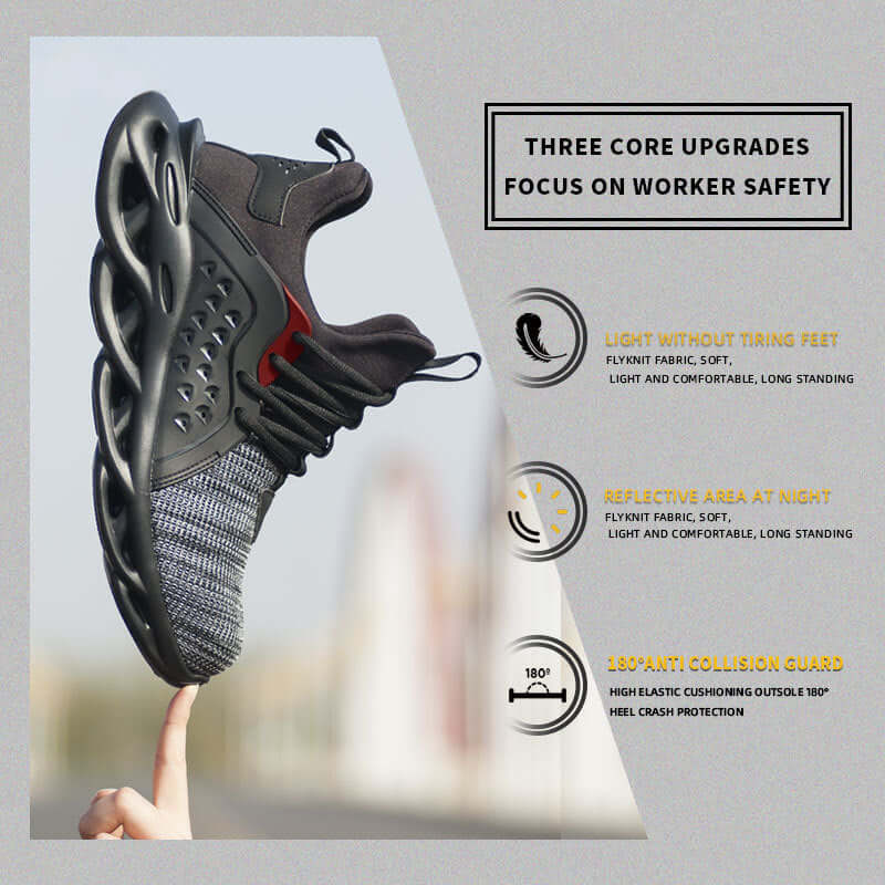 Men’s Indestructible Work Safety Shoes – Anti-Puncture, Steel Toe Lightweight Sneakers