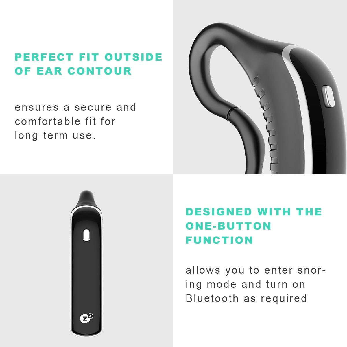 Bluetooth Anti-Snoring Earset Sleep Aid With Analyzer