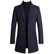 Korean Style Long Woolen Trench Coat With One Button