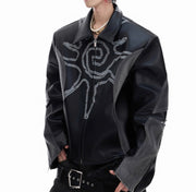 Men's Rivet Totem Leather Jacket – Deconstructed Stitch Style
