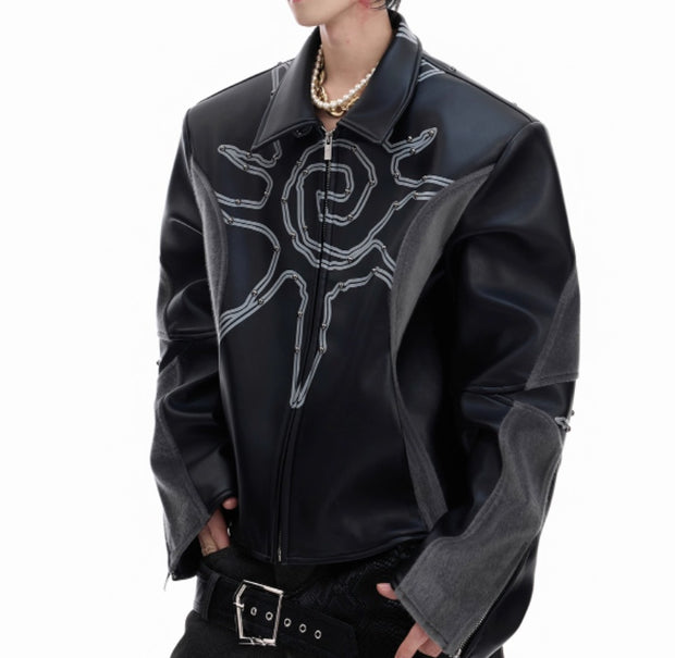 Men's Rivet Totem Leather Jacket – Deconstructed Stitch Style