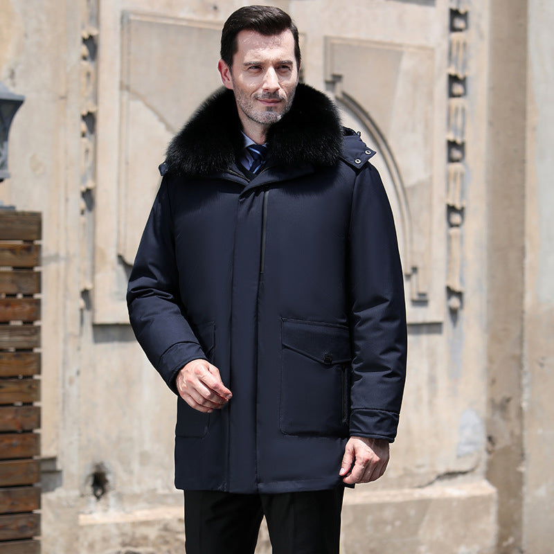 Men's Stylish Mid-Length Coat with Detachable Liner | Winter Fashion
