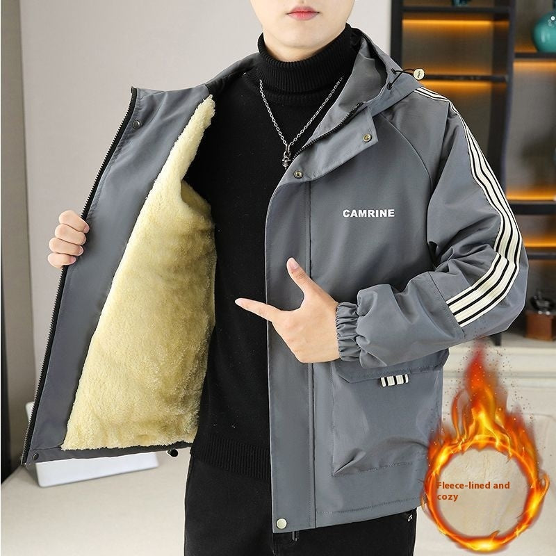 Men’s Warm Fleece Hooded Jacket for Autumn & Winter